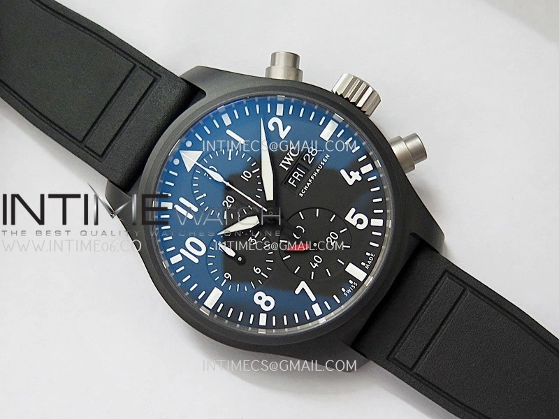 Pilot Chrono IW389401 Black Ceramic APSF 1:1 Best Edition Black Dial On Black Rubber Strap Super Clone A69385