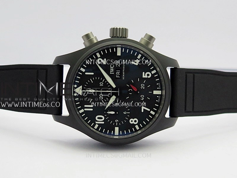 Pilot Chrono IW389401 Black Ceramic APSF 1:1 Best Edition Black Dial On Black Rubber Strap Super Clone A69385