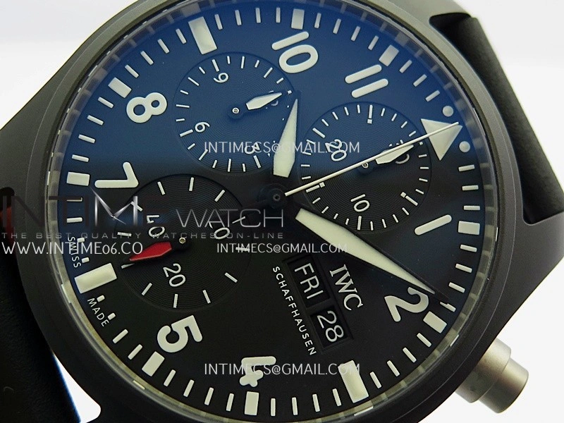 Pilot Chrono IW389401 Black Ceramic APSF 1:1 Best Edition Black Dial On Black Rubber Strap Super Clone A69385