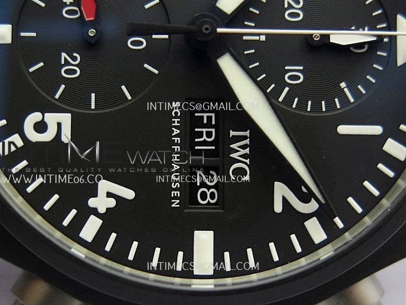 Pilot Chrono IW389401 Black Ceramic APSF 1:1 Best Edition Black Dial On Black Rubber Strap Super Clone A69385