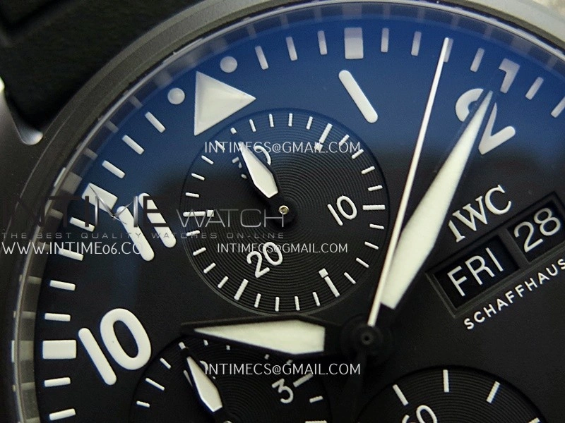 Pilot Chrono IW389401 Black Ceramic APSF 1:1 Best Edition Black Dial On Black Rubber Strap Super Clone A69385