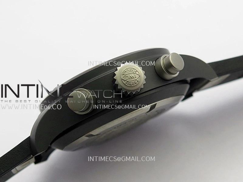 Pilot Chrono IW389401 Black Ceramic APSF 1:1 Best Edition Black Dial On Black Rubber Strap Super Clone A69385