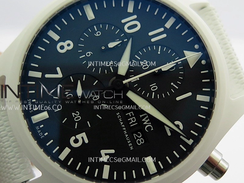 Pilot Chrono IW389105 White Ceramic APSF 1:1 Best Edition Black Dial On Black Rubber Strap Super Clone A69385