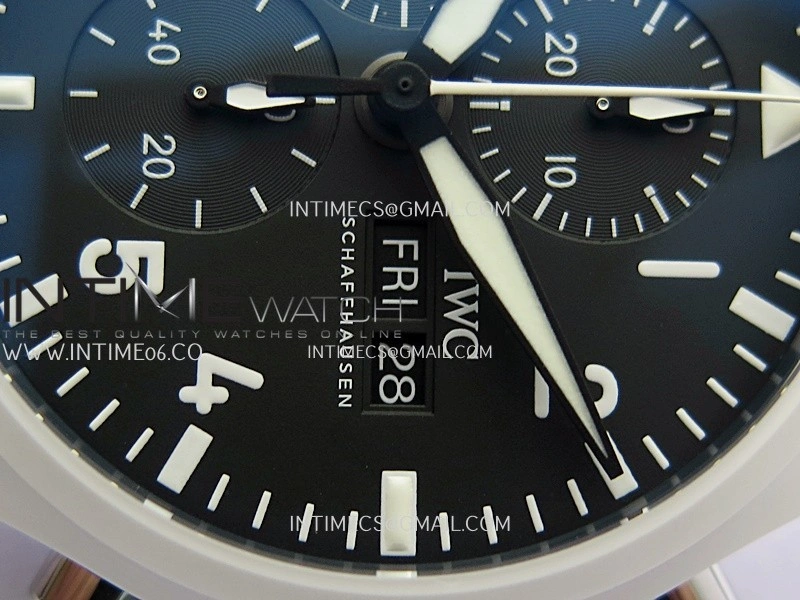 Pilot Chrono IW389105 White Ceramic APSF 1:1 Best Edition Black Dial On Black Rubber Strap Super Clone A69385