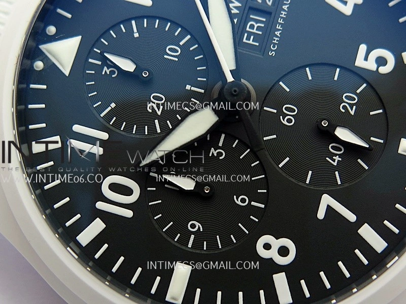 Pilot Chrono IW389105 White Ceramic APSF 1:1 Best Edition Black Dial On Black Rubber Strap Super Clone A69385