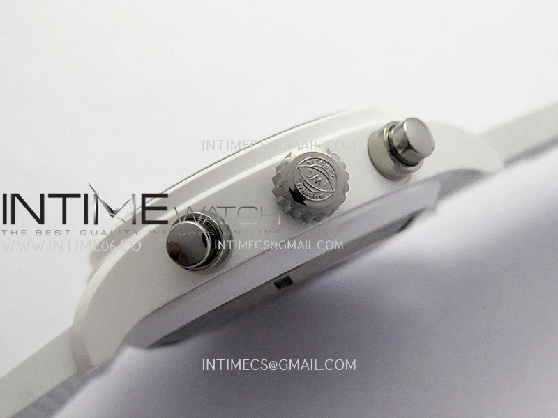 Pilot Chrono IW389105 White Ceramic APSF 1:1 Best Edition Black Dial On Black Rubber Strap Super Clone A69385