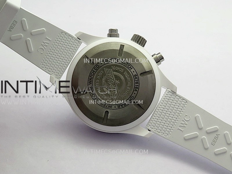 Pilot Chrono IW389105 White Ceramic APSF 1:1 Best Edition Black Dial On Black Rubber Strap Super Clone A69385