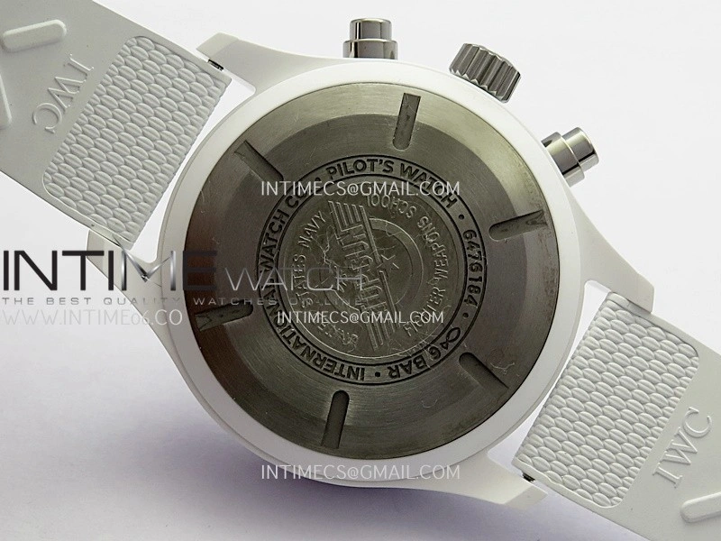 Pilot Chrono IW389105 White Ceramic APSF 1:1 Best Edition Black Dial On Black Rubber Strap Super Clone A69385
