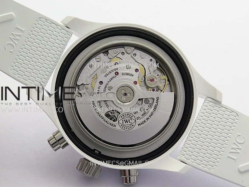 Pilot Chrono IW389105 White Ceramic APSF 1:1 Best Edition Black Dial On Black Rubber Strap Super Clone A69385