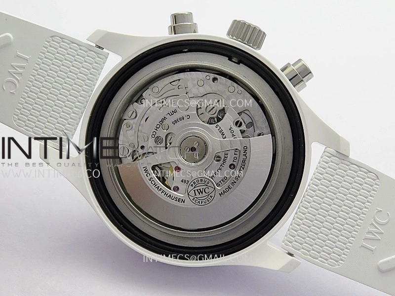 Pilot Chrono IW389105 White Ceramic APSF 1:1 Best Edition Black Dial On Black Rubber Strap Super Clone A69385