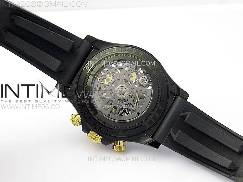 Daytona PVD Ceramic Bezel GETF Best Edition Skeleton Black Dial on Black Rubber Strap SA4130