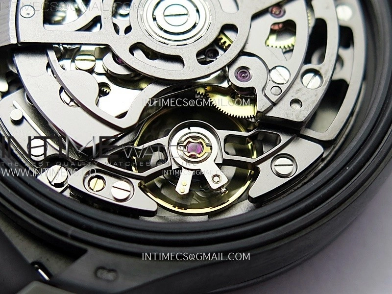 Daytona PVD Ceramic Bezel GETF Best Edition Skeleton Black Dial on Black Rubber Strap SA4130