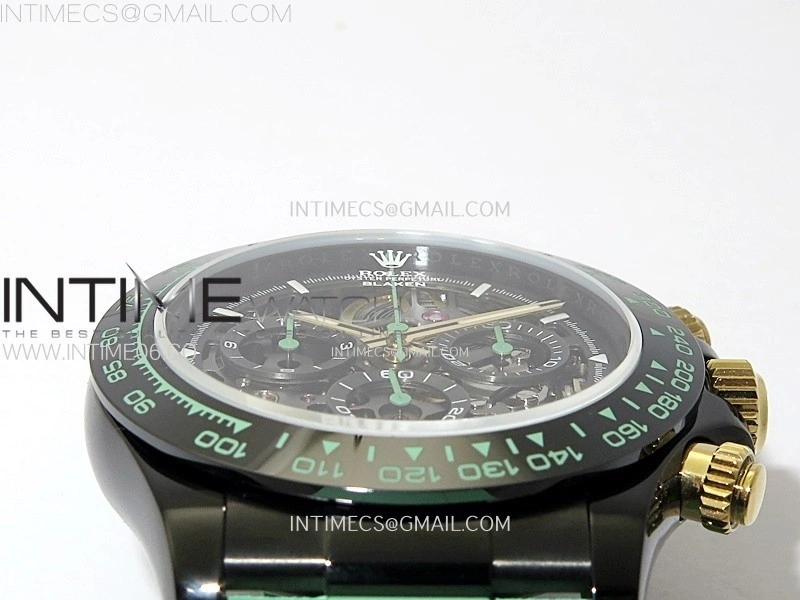 Daytona PVD Ceramic Bezel GETF Best Edition Skeleton Green Dial on Green Rubber Strap SA4130