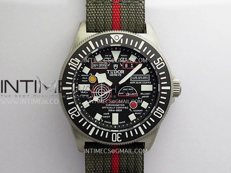Pelagos FXD Black Ceramic Bezel Ti B12 1:1 V4 Best Edition Black Designed Dial On Green Nylon Strap