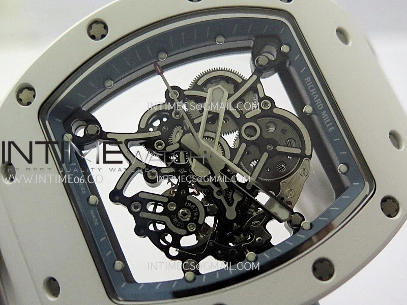 RM055 White Ceramic Blue Inner Bezel DF Best Edition On White Rubber Strap RMUL2 Super Clone