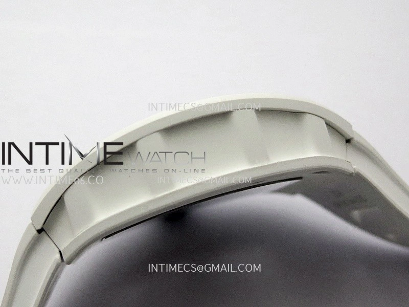 RM055 White Ceramic Blue Inner Bezel DF Best Edition On White Rubber Strap RMUL2 Super Clone