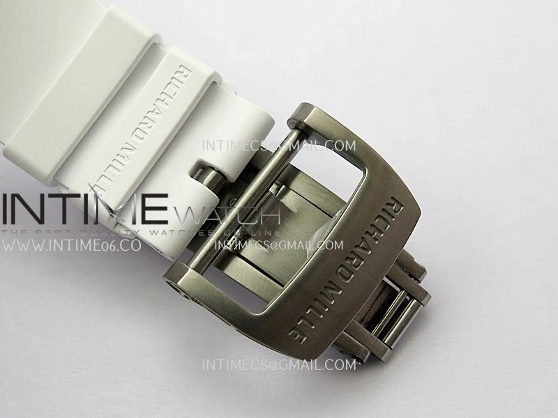 RM055 White Ceramic Blue Inner Bezel DF Best Edition On White Rubber Strap RMUL2 Super Clone