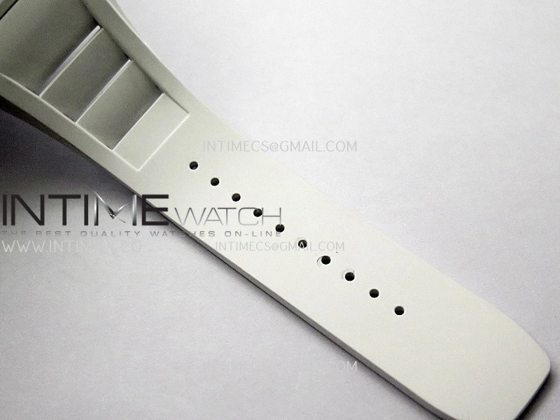 RM055 White Ceramic Blue Inner Bezel DF Best Edition On White Rubber Strap RMUL2 Super Clone