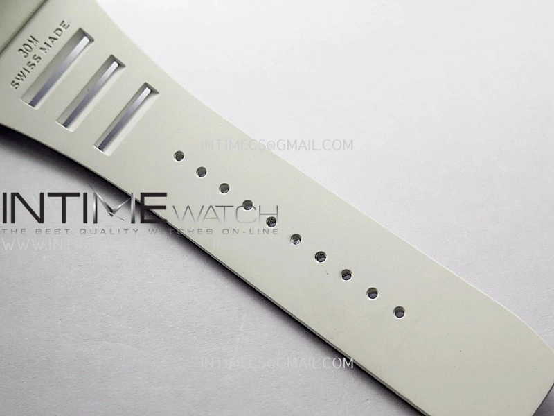 RM055 White Ceramic Blue Inner Bezel DF Best Edition On White Rubber Strap RMUL2 Super Clone