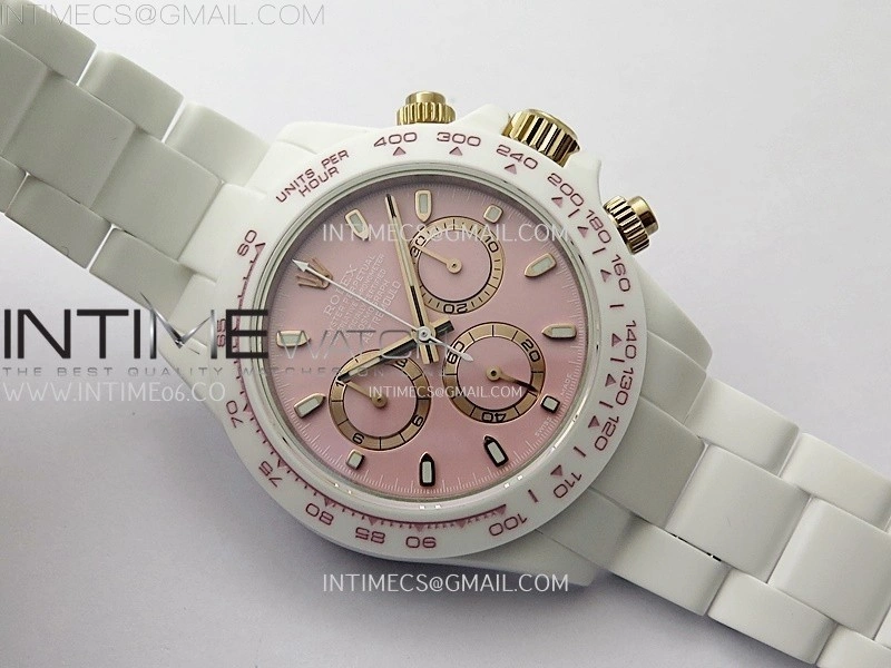 Daytona AET White Solid Nano Ceramic Case and Bracelet N6F 1:1 Best Edition British Racing Pink Dial On DD4801