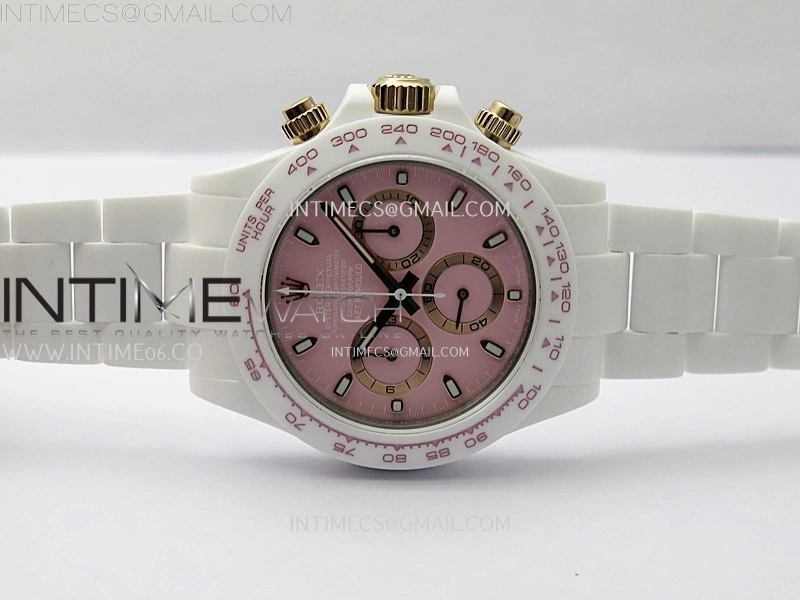 Daytona AET White Solid Nano Ceramic Case and Bracelet N6F 1:1 Best Edition British Racing Pink Dial On DD4801