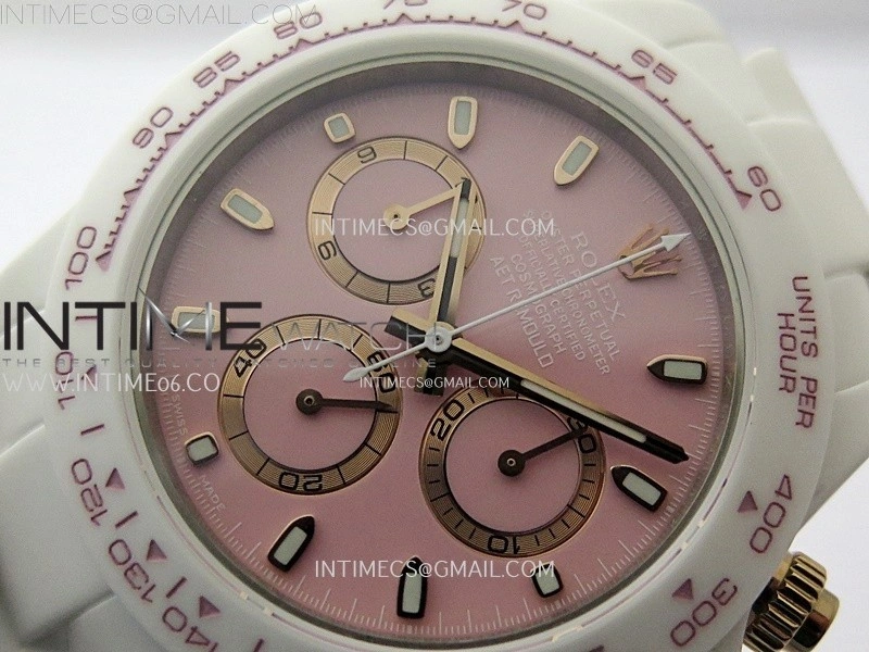 Daytona AET White Solid Nano Ceramic Case and Bracelet N6F 1:1 Best Edition British Racing Pink Dial On DD4801