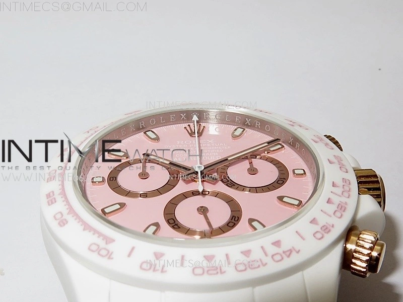 Daytona AET White Solid Nano Ceramic Case and Bracelet N6F 1:1 Best Edition British Racing Pink Dial On DD4801