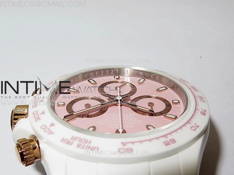 Daytona AET White Solid Nano Ceramic Case and Bracelet N6F 1:1 Best Edition British Racing Pink Dial On DD4801
