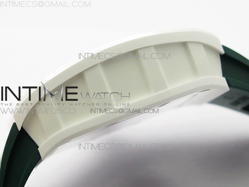 RM055 White Ceramic KVF Best Edition Skeleton Dial White on Green Rubber Strap MIYOTA8215 V3