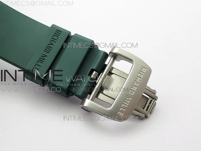 RM055 White Ceramic KVF Best Edition Skeleton Dial White on Green Rubber Strap MIYOTA8215 V3