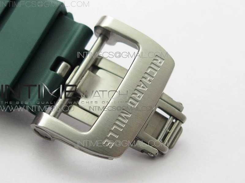 RM055 White Ceramic KVF Best Edition Skeleton Dial White on Green Rubber Strap MIYOTA8215 V3
