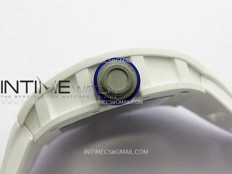 RM055 White Inner Bezel White Ceramic RF 1:1 Best Edition Skeleton Dial On White Rubber Strap RMUL2 Super Clone