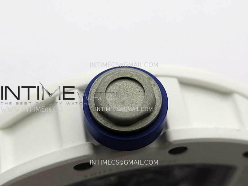 RM055 White Inner Bezel White Ceramic RF 1:1 Best Edition Skeleton Dial On White Rubber Strap RMUL2 Super Clone