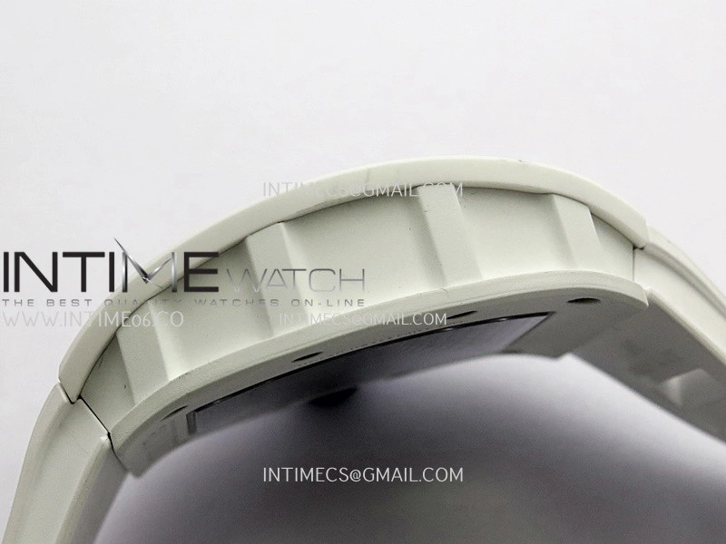RM055 White Inner Bezel White Ceramic RF 1:1 Best Edition Skeleton Dial On White Rubber Strap RMUL2 Super Clone