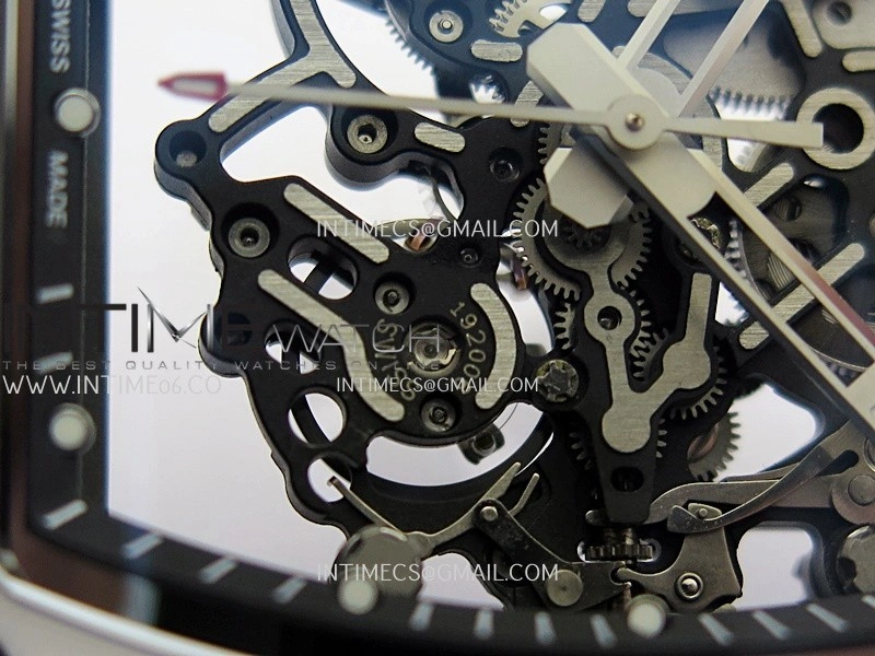 RM055 Black Inner Bezel White Ceramic RF 1:1 Best Edition Skeleton Dial On White Rubber Strap RMUL2 Super Clone