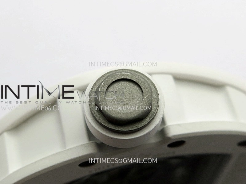 RM055 Black Inner Bezel White Ceramic RF 1:1 Best Edition Skeleton Dial On White Rubber Strap RMUL2 Super Clone
