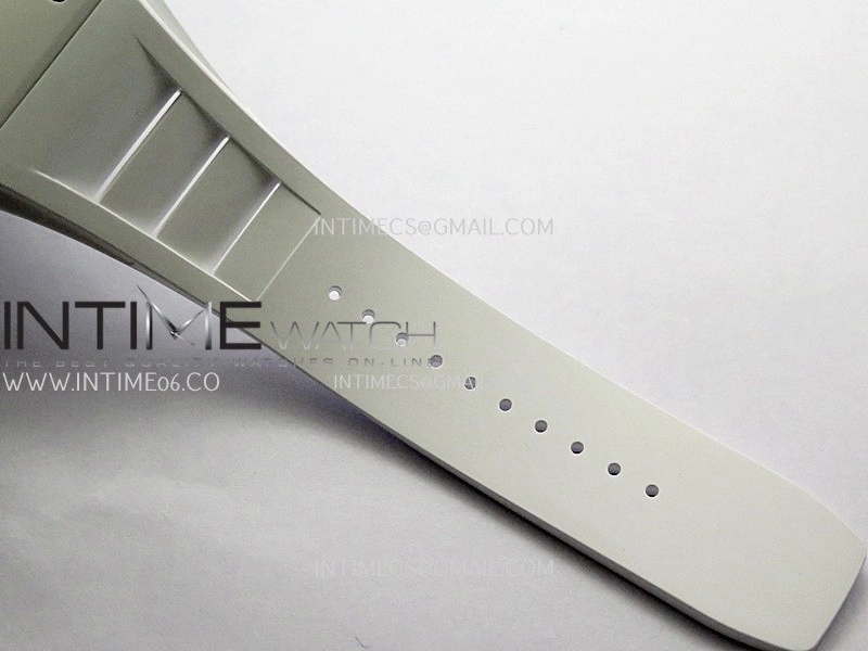 RM055 Black Inner Bezel White Ceramic RF 1:1 Best Edition Skeleton Dial On White Rubber Strap RMUL2 Super Clone