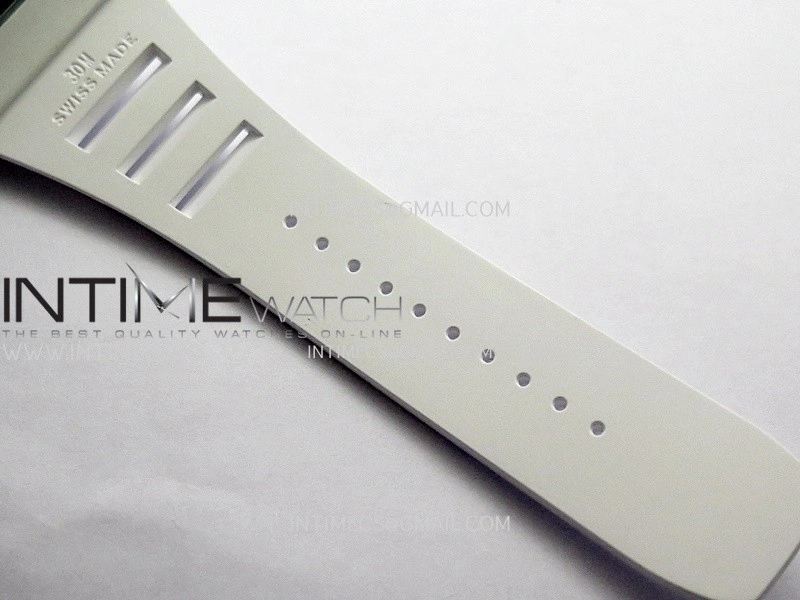 RM055 Black Inner Bezel White Ceramic RF 1:1 Best Edition Skeleton Dial On White Rubber Strap RMUL2 Super Clone