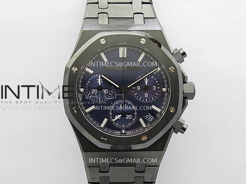 Royal Oak Chrono 26240 Black Ceramic V2 APSF 1:1 Best Edition Blue Dial On Ceramic Bracelet Super Clone SA4401