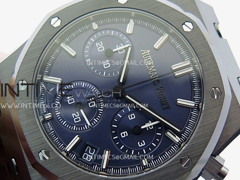 Royal Oak Chrono 26240 Black Ceramic V2 APSF 1:1 Best Edition Blue Dial On Ceramic Bracelet Super Clone SA4401