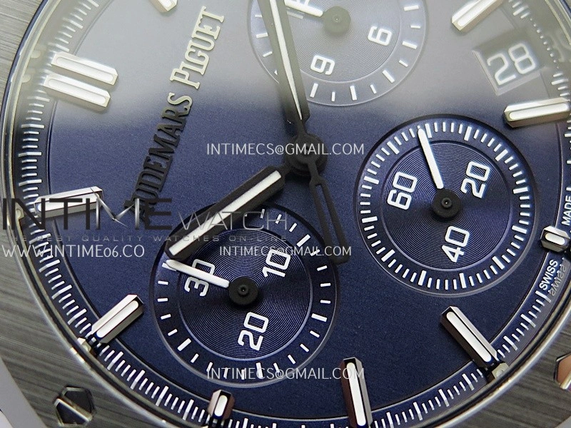 Royal Oak Chrono 26240 Black Ceramic V2 APSF 1:1 Best Edition Blue Dial On Ceramic Bracelet Super Clone SA4401