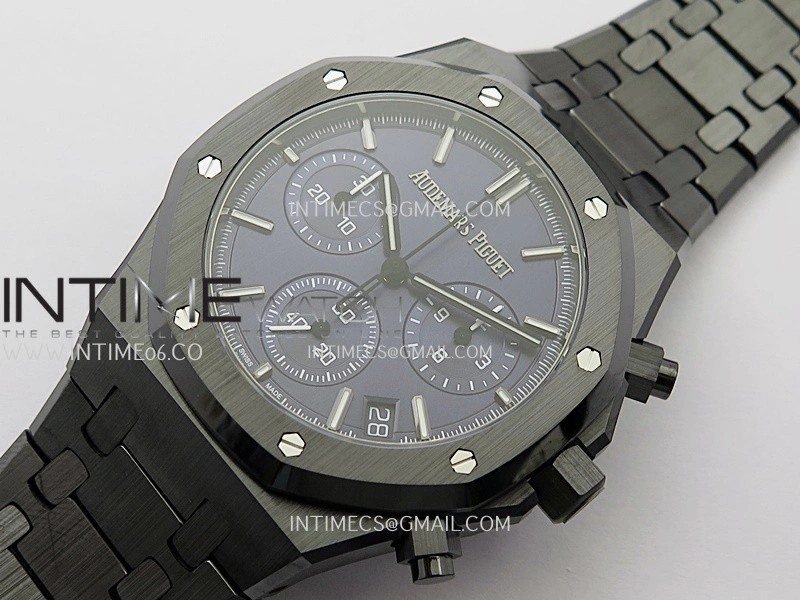 Royal Oak Chrono 26240 Black Ceramic V2 APSF 1:1 Best Edition Blue Dial On Ceramic Bracelet Super Clone SA4401