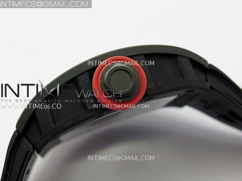 RM055 Red Crown Black Inner Black Ceramic ZF 1:1 Best Edition Skeleton Dial On Black Rubber Strap RMUL2 Super Clone
