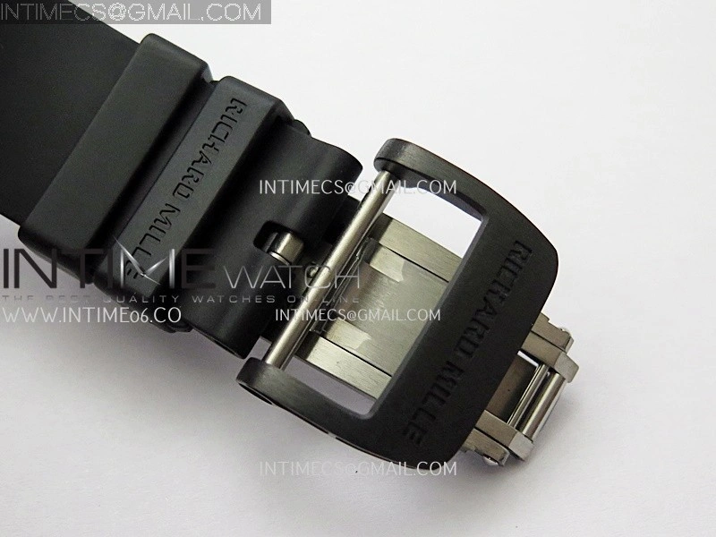 RM055 Red Crown Black Inner Black Ceramic ZF 1:1 Best Edition Skeleton Dial On Black Rubber Strap RMUL2 Super Clone