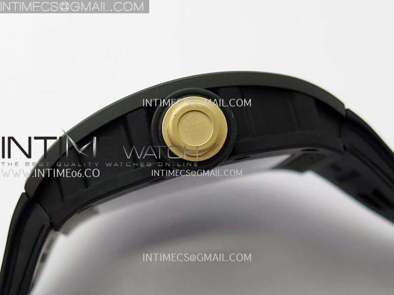 RM055 Black Crown RG Inner Black Ceramic ZF 1:1 Best Edition Skeleton Dial On Black Rubber Strap RMUL2 Super Clone