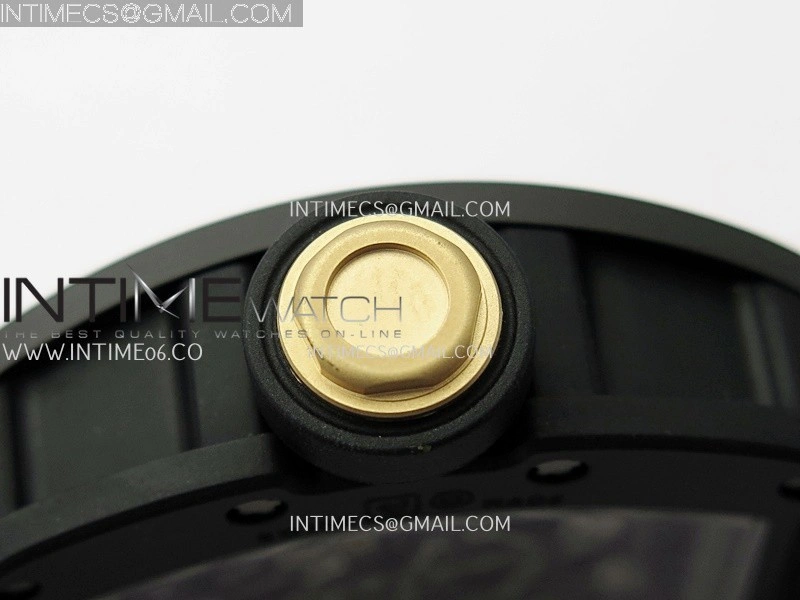 RM055 Black Crown RG Inner Black Ceramic ZF 1:1 Best Edition Skeleton Dial On Black Rubber Strap RMUL2 Super Clone