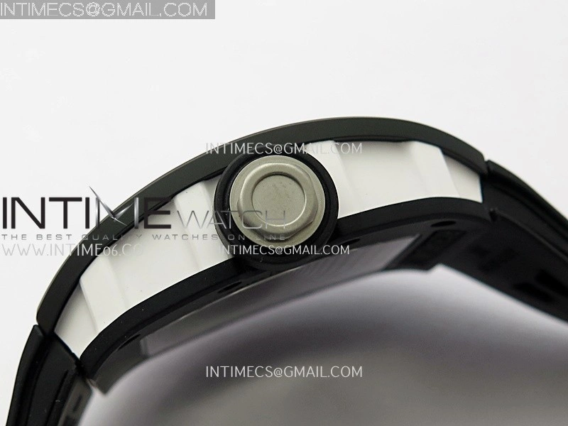 RM055 Black Crown White Inner Black White Ceramic ZF 1:1 Best Edition Skeleton Dial On Black Rubber Strap RMUL2 Super Clone