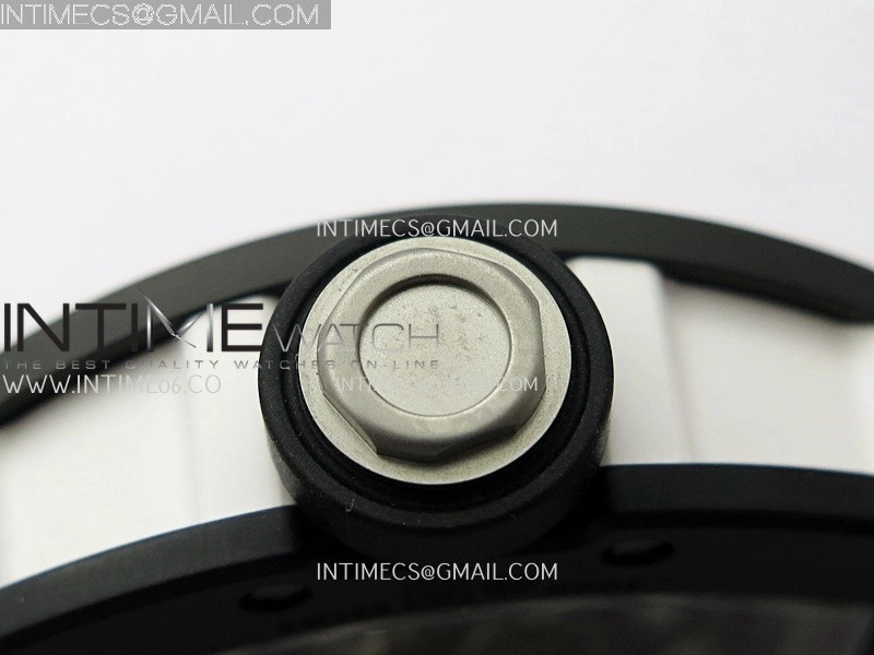 RM055 Black Crown White Inner Black White Ceramic ZF 1:1 Best Edition Skeleton Dial On Black Rubber Strap RMUL2 Super Clone