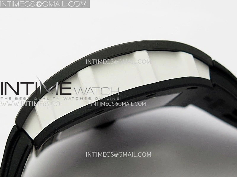 RM055 Black Crown White Inner Black White Ceramic ZF 1:1 Best Edition Skeleton Dial On Black Rubber Strap RMUL2 Super Clone