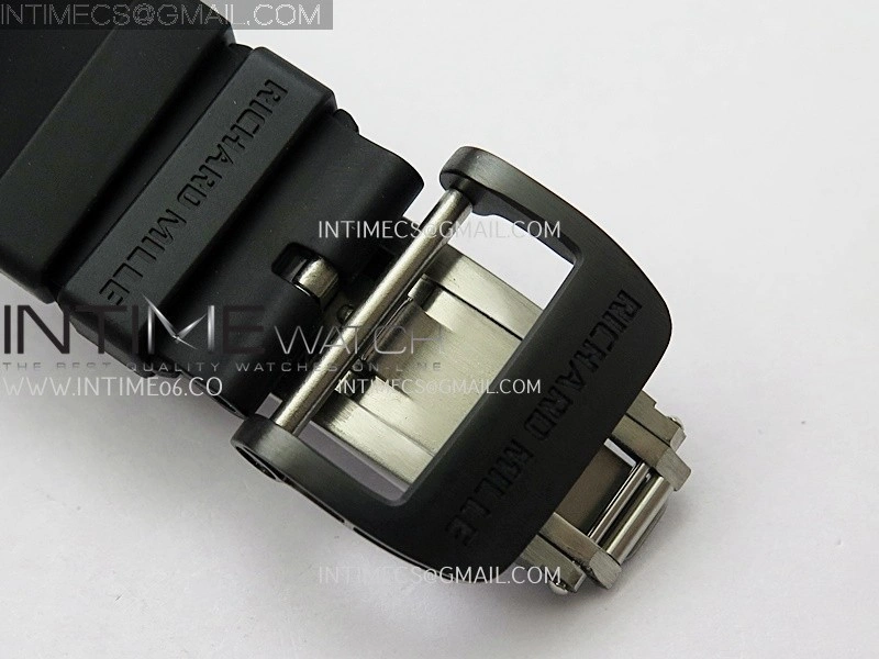 RM055 Black Crown White Inner Black White Ceramic ZF 1:1 Best Edition Skeleton Dial On Black Rubber Strap RMUL2 Super Clone